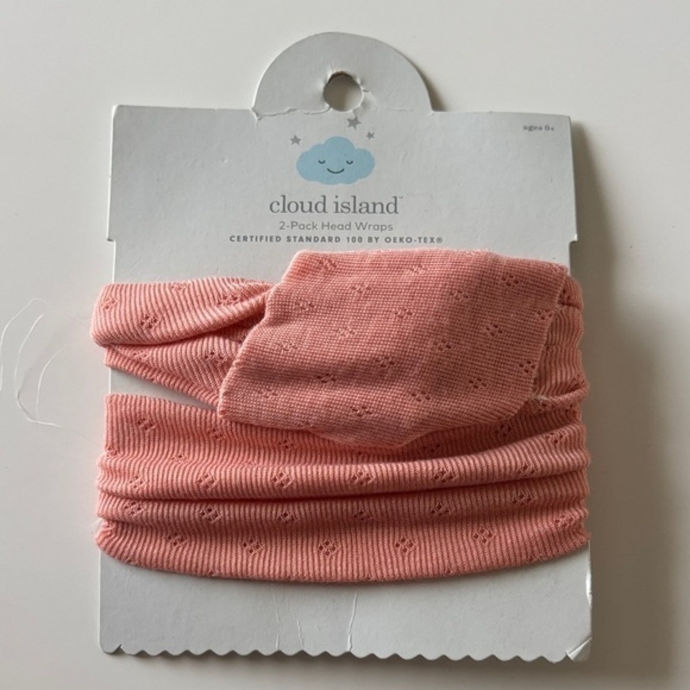 cloud island Coral Pink Knit Head Wraps - 2 Pack
